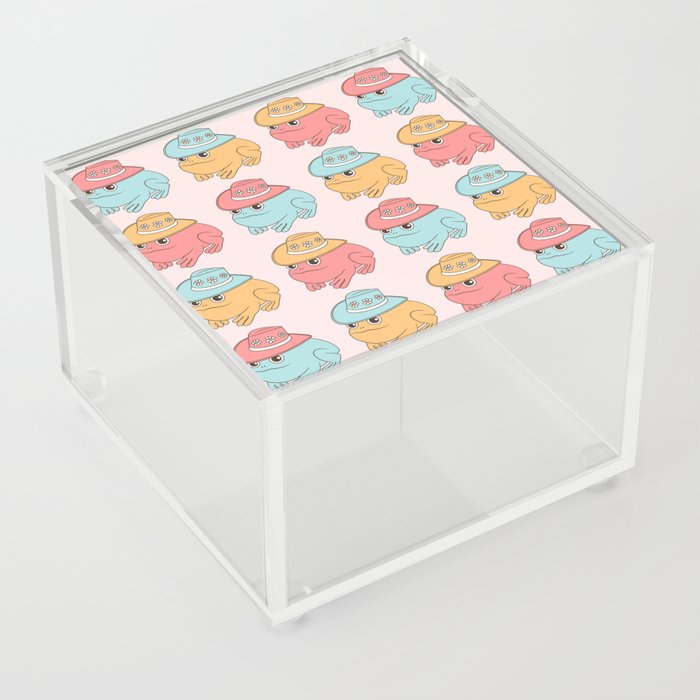 Cute Cowboy Frogs, Frog with Cowboy Hat Fun and Colorful Acrylic Box