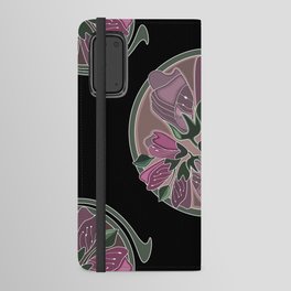 Ethereal and poetic design featuring stylized forest green and blush pink buds, petals and greenery in modern vintage style Android Wallet Case