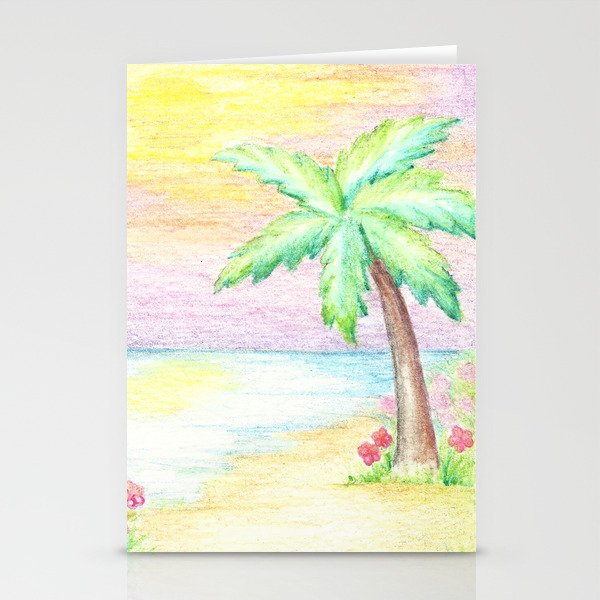Palm Tree Beach Decor Whimsical Stationery Cards By