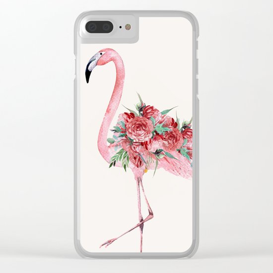 Flamingo Floral Clear iPhone Case