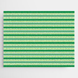 St. Patrick's Day Green Horizontal Stripes Collection Jigsaw Puzzle