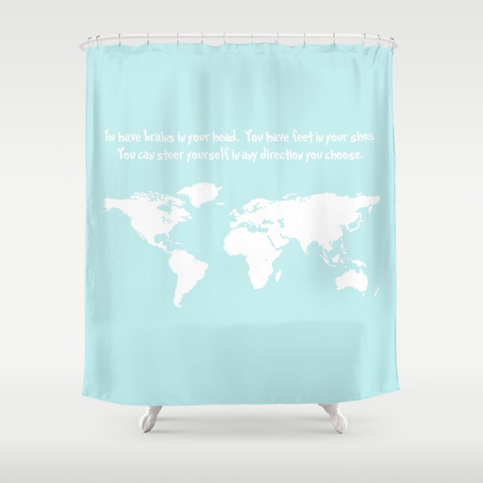World Map With Inspirational Dr Seuss Quote In Teal Green Mint