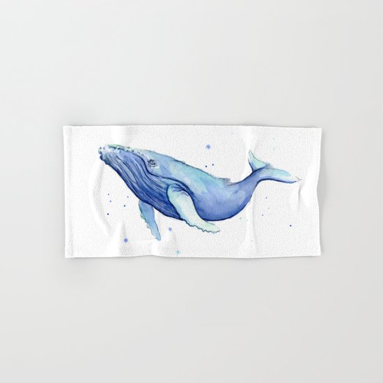 Humpback Whale Watercolor Animal Painting Nursery Animals Hand & Bath Towel