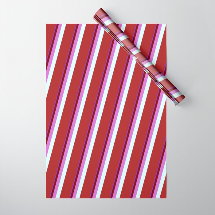 Eyecatching Purple, Maroon, Orchid, Light Cyan, and Red Colored Lined/Striped Pattern Wrapping Paper