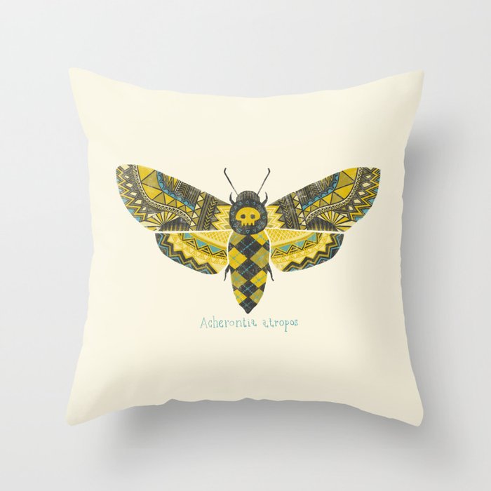 "Acherontia atropos" Moth Throw Pillow