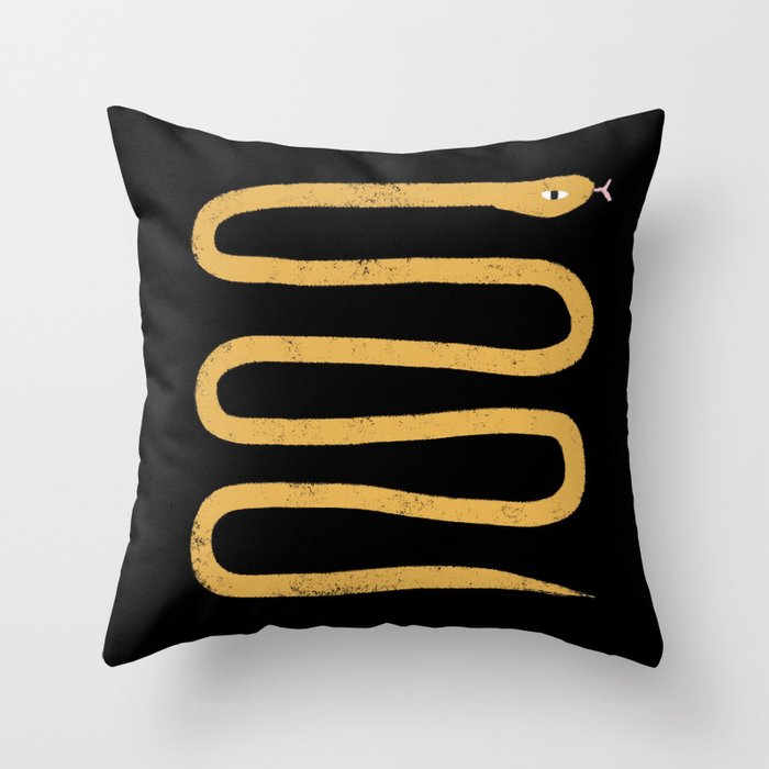 Minimal Snake Black and Gold Throw Pillow