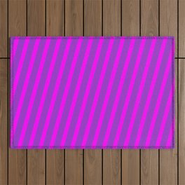[ Thumbnail: Dark Orchid & Fuchsia Colored Stripes/Lines Pattern Outdoor Rug ]