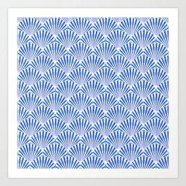 Blue Shell Art Deco Pattern Art Print