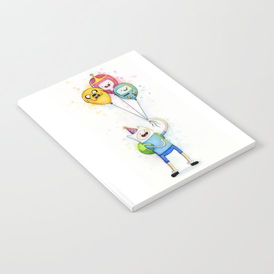 Finn with Birthday Balloons Jake Princess Bubblegum BMO Notebook