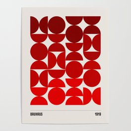 Red Ombre Bauhaus Abstract Poster