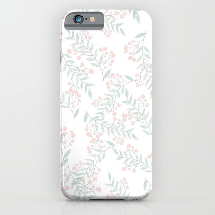 Coral Green Foliage Berries Greenery Plant  iPhone Case