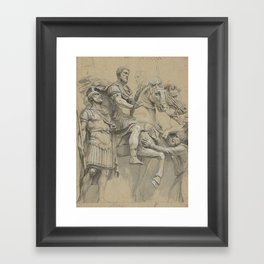 Vintage Marcus Aurelius on Horseback Illustration Framed Art Print