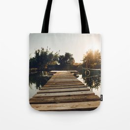 Dreamy evening light-  wooden dock- Nautical photography Tote Bag
