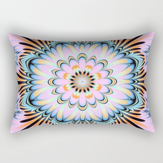 Decorative fantasy flower with a pastels heart Rectangular Pillow