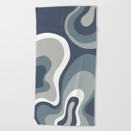 Trippy Psychedelic Abstract in Blue, Grey and Neutral Tones Beach Towel