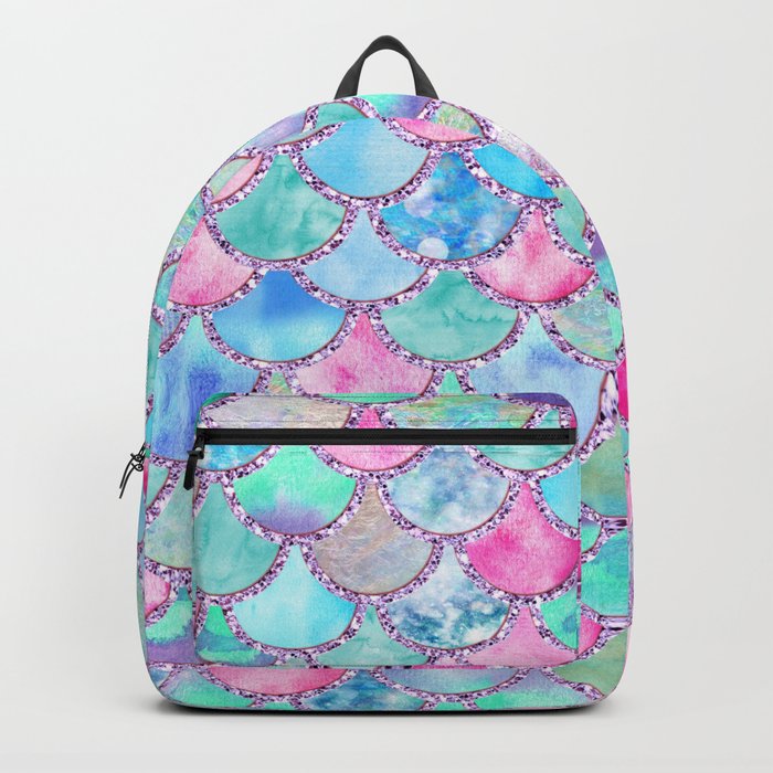 Colorful Pink And Blue Watercolor Trendy Glitter Mermaid