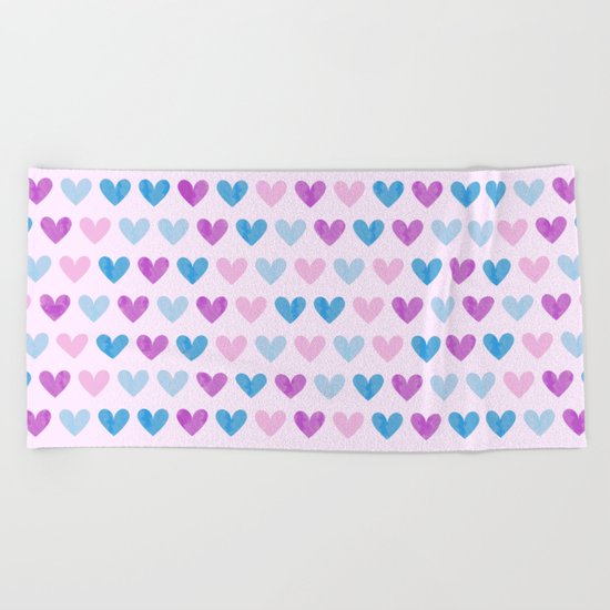 Colorful hearts VII Beach Towel