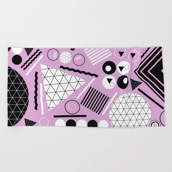 Busy Busy Busy Black And White! Beach Towel