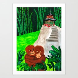 Cuddle at the foot of the rock Art Print
