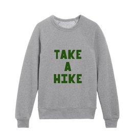 Take a Hike in Green and Beige Kids Crewneck