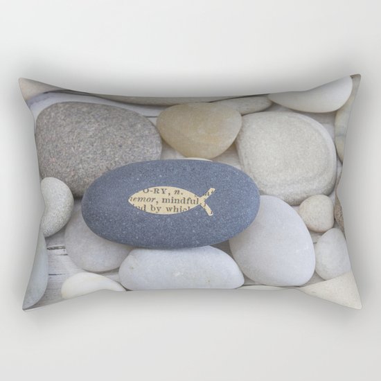Mindful fish symbol on pebble Rectangular Pillow