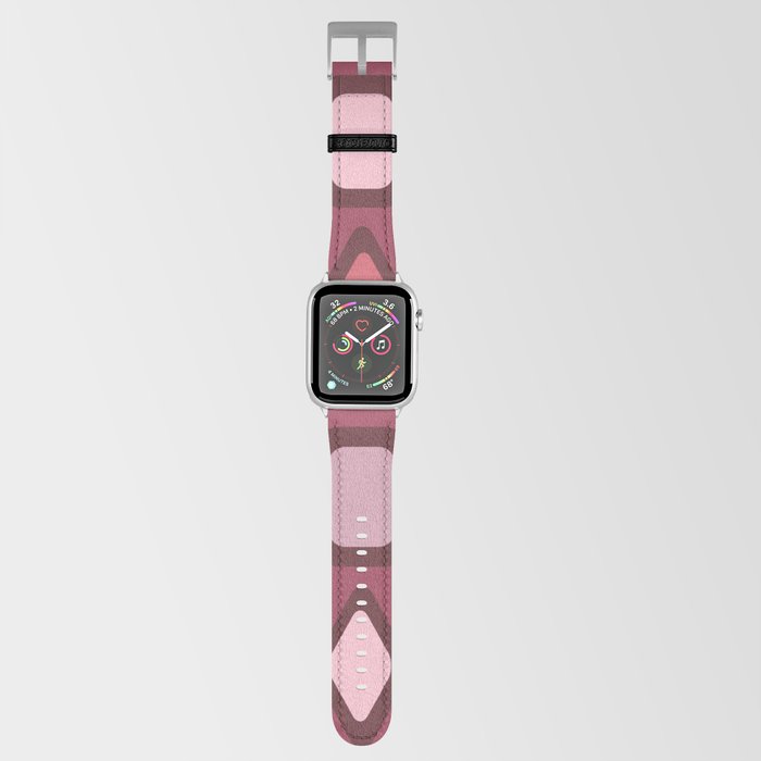 Retro Diamonds Rectangles Maroon Apple Watch Band
