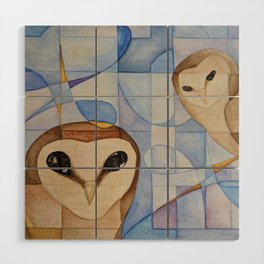 Not What They Seem Owls Geometric Abstract Wood Wall Art