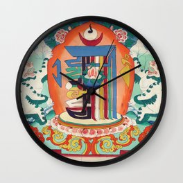 Buddhist Thangka With Snow lions Wall Clock