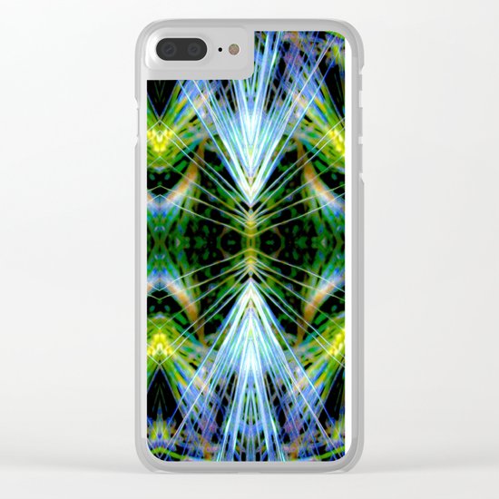 Blue Green Bright Rays,Fractal Art Clear iPhone Case