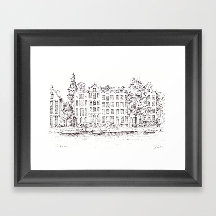 View of Amsterdam canal Framed Art Print