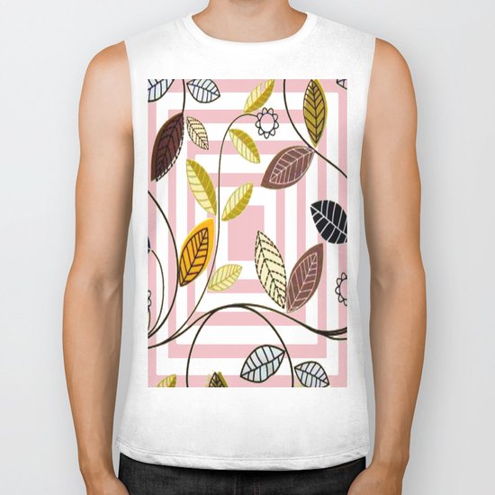 Rose Quartz, Clouds and Plants Biker Tank