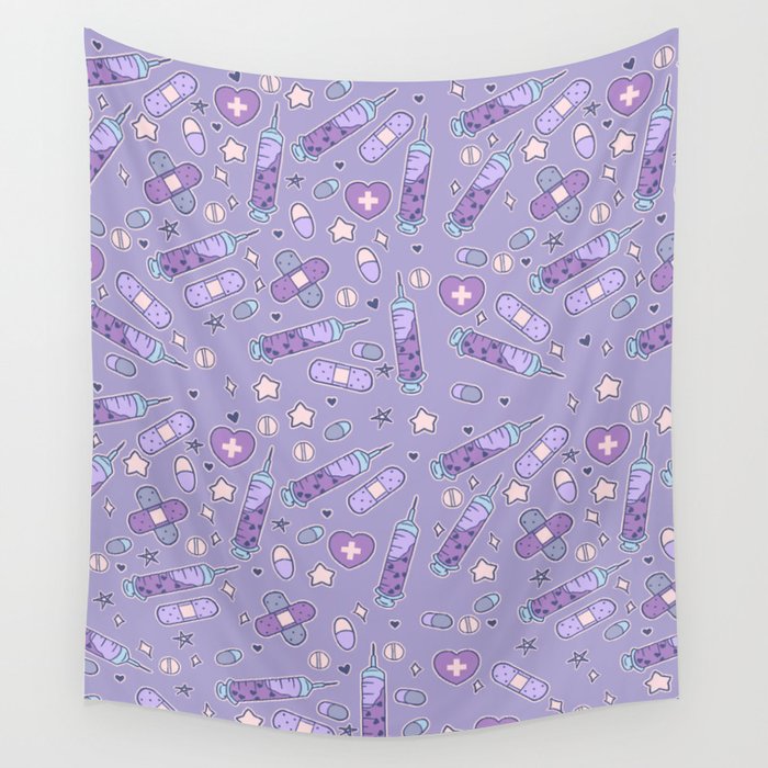 Menhera Needles on Purple Wall Tapestry