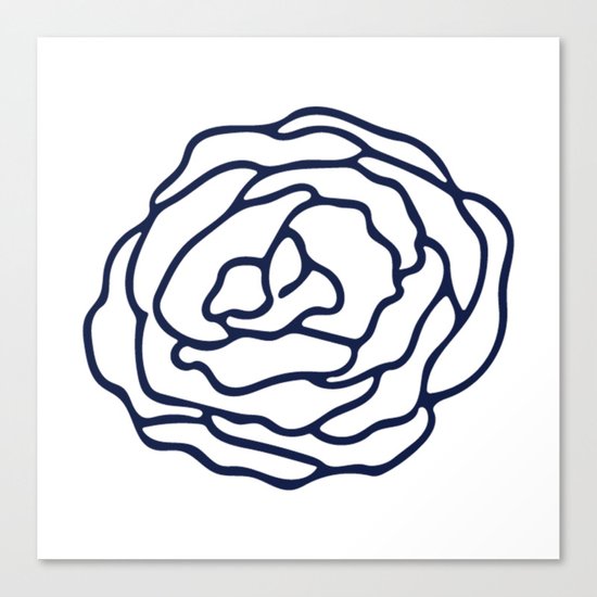 Rose Nautical Navy on White Canvas Print