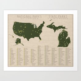 US National Parks - Michigan Art Print