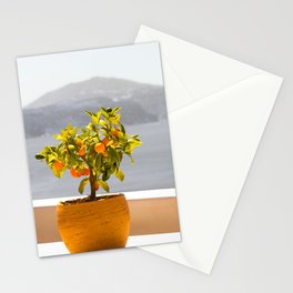 Santorini, Greece, Ocean Views, Orange Tree Stationery Card