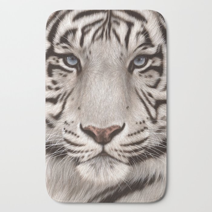 White Tiger Painting Bath Mat By Rachelstribb Society6