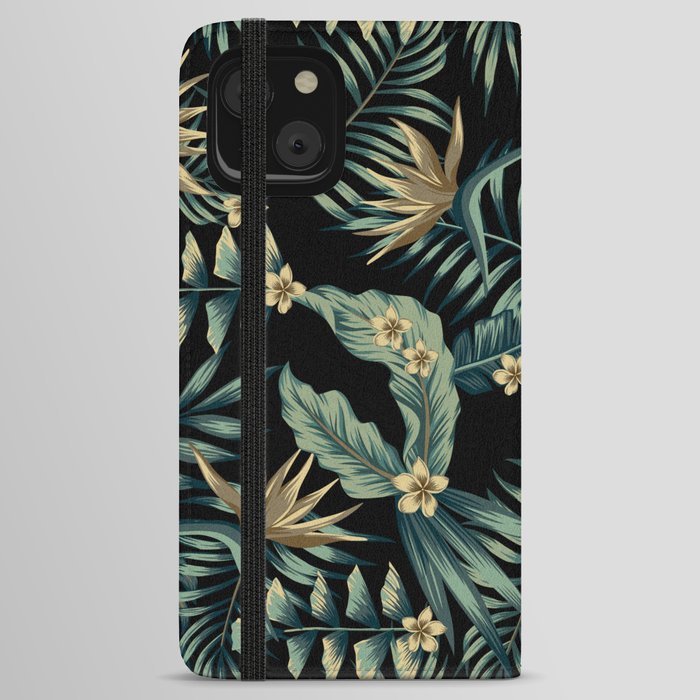 Forest Green Tropical rainforest of black iPhone Wallet Case