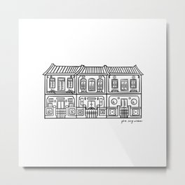 Shop Houses - Singapore  Metal Print | Colonial, Asian, Shophouse, Digitalart, Homedecorideas, Storefront, Sketch, Windows, Southeastasia, Peranakan 