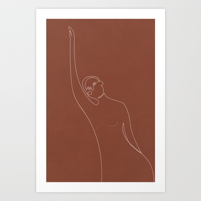 Line Art Woman Body, Earthy Tone Art Print