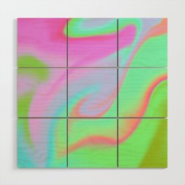 Abstract Psychedelic Neon Green Pink Groovy Swirl 70s Wood Wall Art