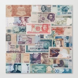 Banknote Pattern Money From World Cuba Sweden Italy Australia Quatar Russia Mozambico And More Edit View Canvas Print