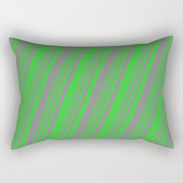[ Thumbnail: Grey and Lime Green Colored Striped Pattern Rectangular Pillow ]