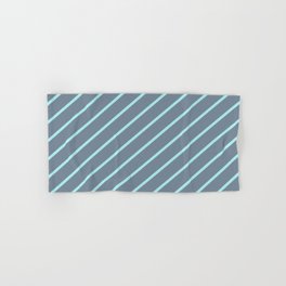 [ Thumbnail: Light Slate Gray and Turquoise Colored Striped/Lined Pattern Hand & Bath Towel ]