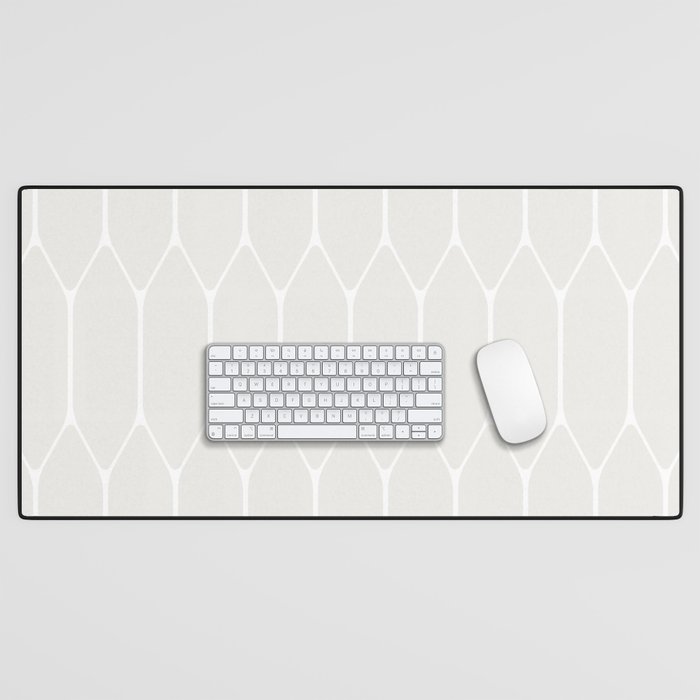 Long Minimalist Geometric Pattern in Off White Desk Mat by