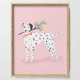 Dalmatian with Lemon Tree in Pink Serving Tray