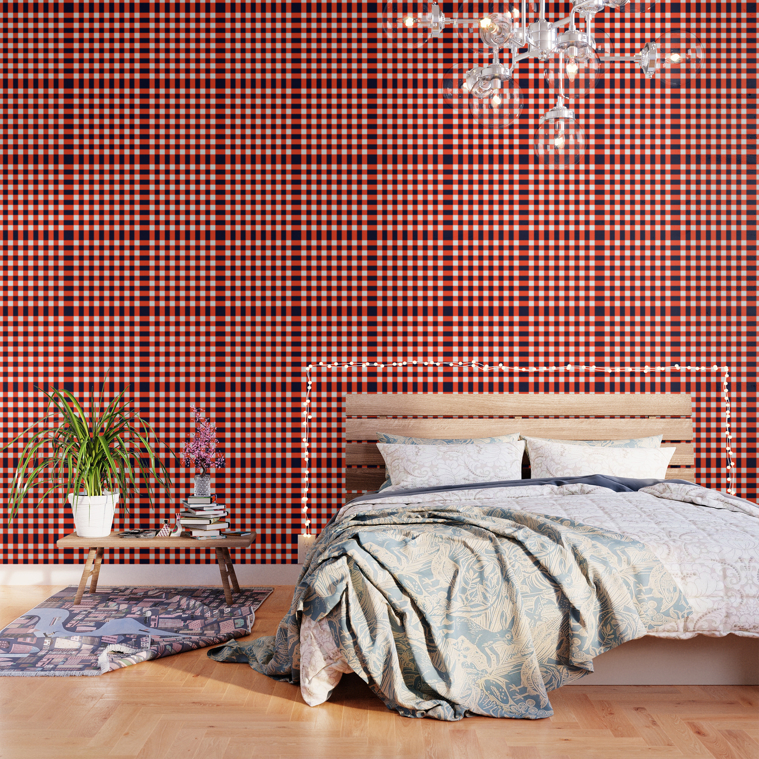 Orange Red Black White Classic Checkerboard Wallpaper By Alphaomega Society6