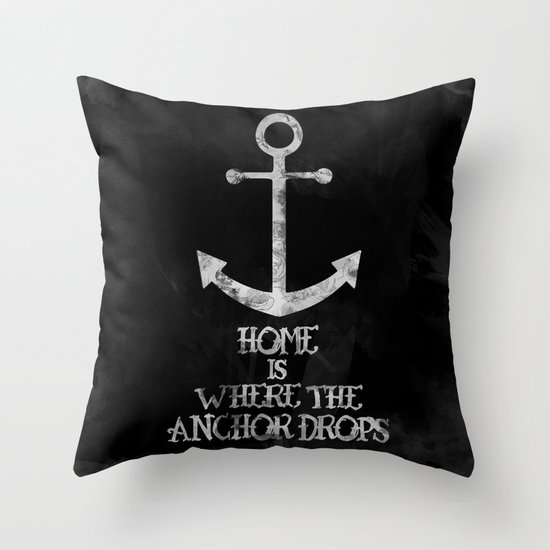 Where The Anchor Drops (Black) Throw Pillow by Zach Terrell Society6