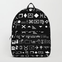 Wingdings Symbols Black Background White Font Backpack