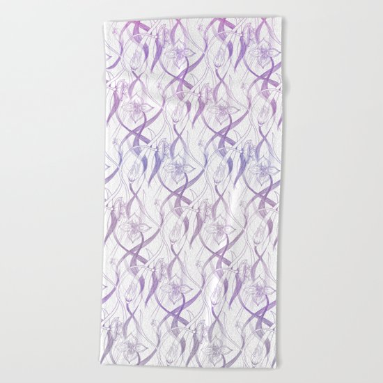 Floral Pattern - Purple Beach Towel