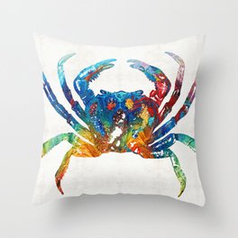 Colorful Crab Art by Sharon Cummings Throw Pillow